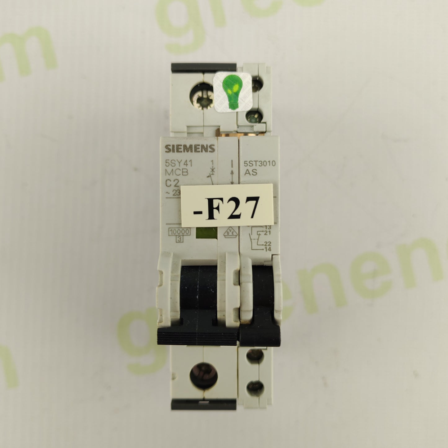Siemens 5SY41 + 5ST3010 MCB Assembly | C2 Curve | 1-Pole | 2 A | Type AS | Original Siemens Protection Device