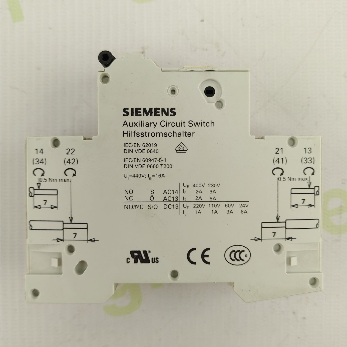 Siemens 5SY41 + 5ST3010 MCB Assembly | C2 Curve | 1-Pole | 2 A | Type AS | Original Siemens Protection Device