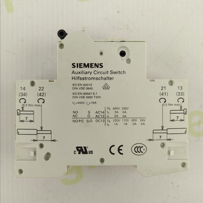 Siemens 5SY41 + 5ST3010 MCB Assembly | C2 Curve | 1-Pole | 2 A | Type AS | Original Siemens Protection Device