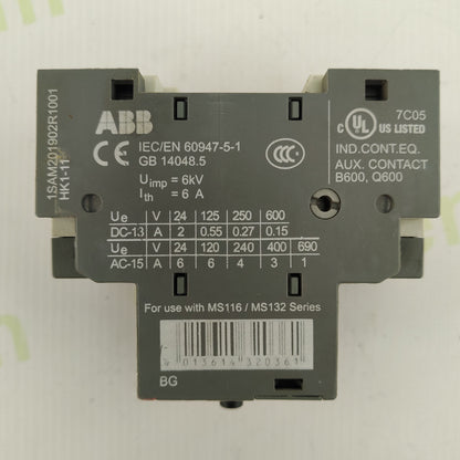 ABB MS116 Auxiliary Contact Module | IEC/EN 60947-5-1 | Industrial Control Equipment | B600/Q600 Rated