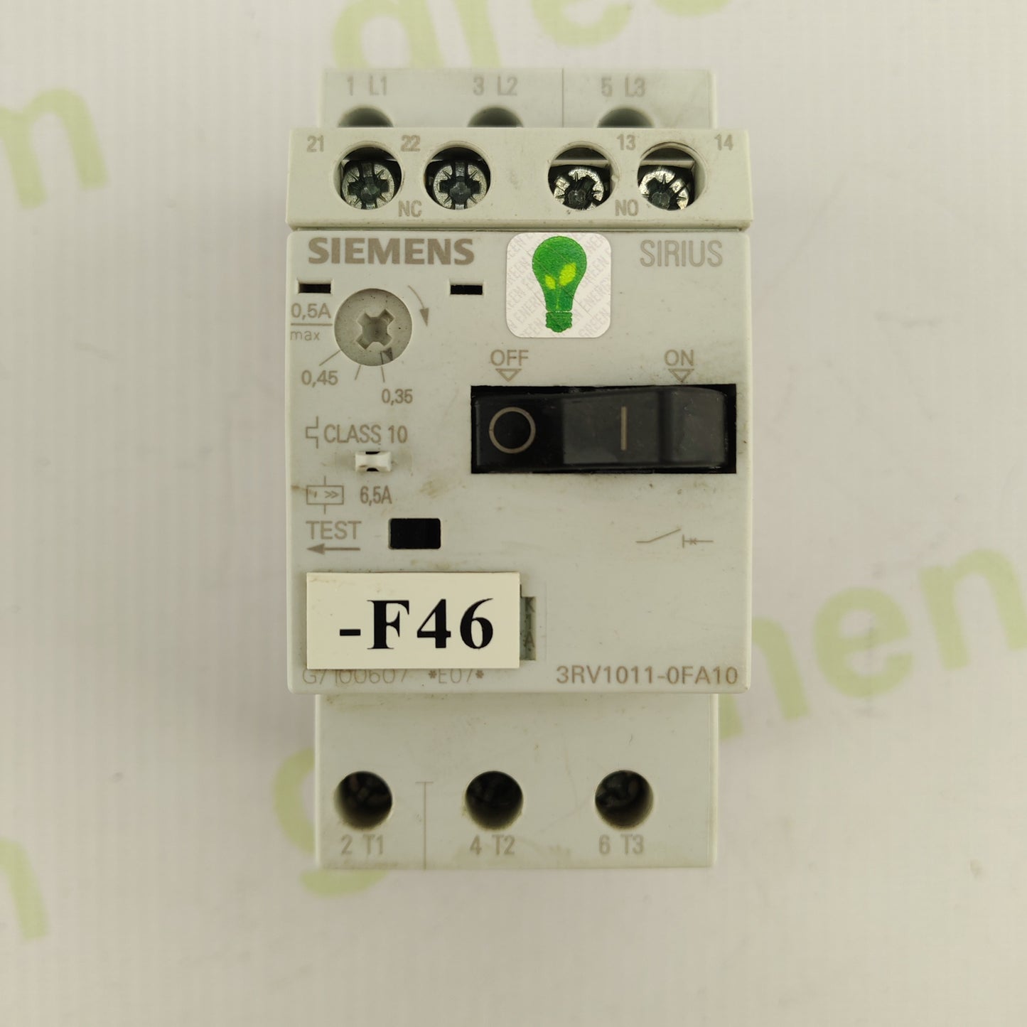 Siemens SIRIUS 3RV1011-0FA10 | 3-Pole Motor Protection Circuit Breaker | 0.35-0.5 A Overload Release | Up to 690 V AC