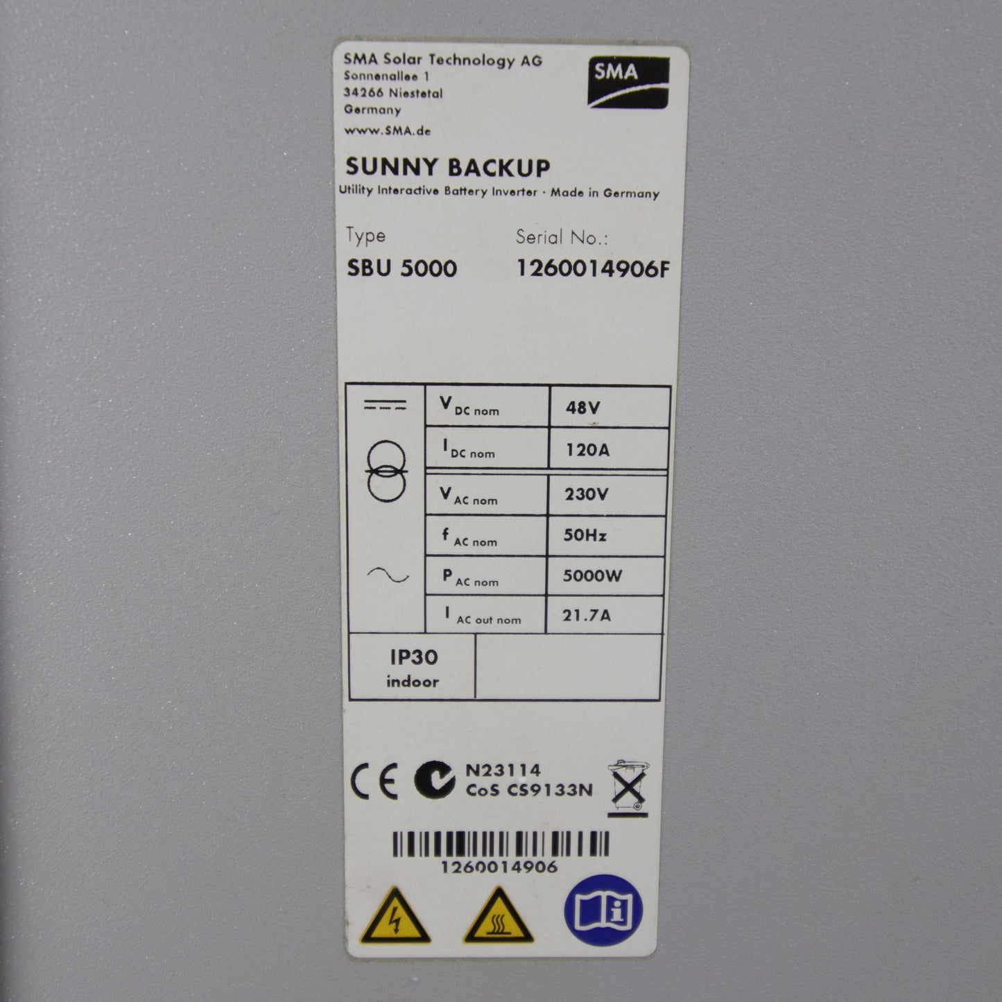 Sunny Backup ISLAND система SMA SBU 5000 5kW 5000W 230VAC