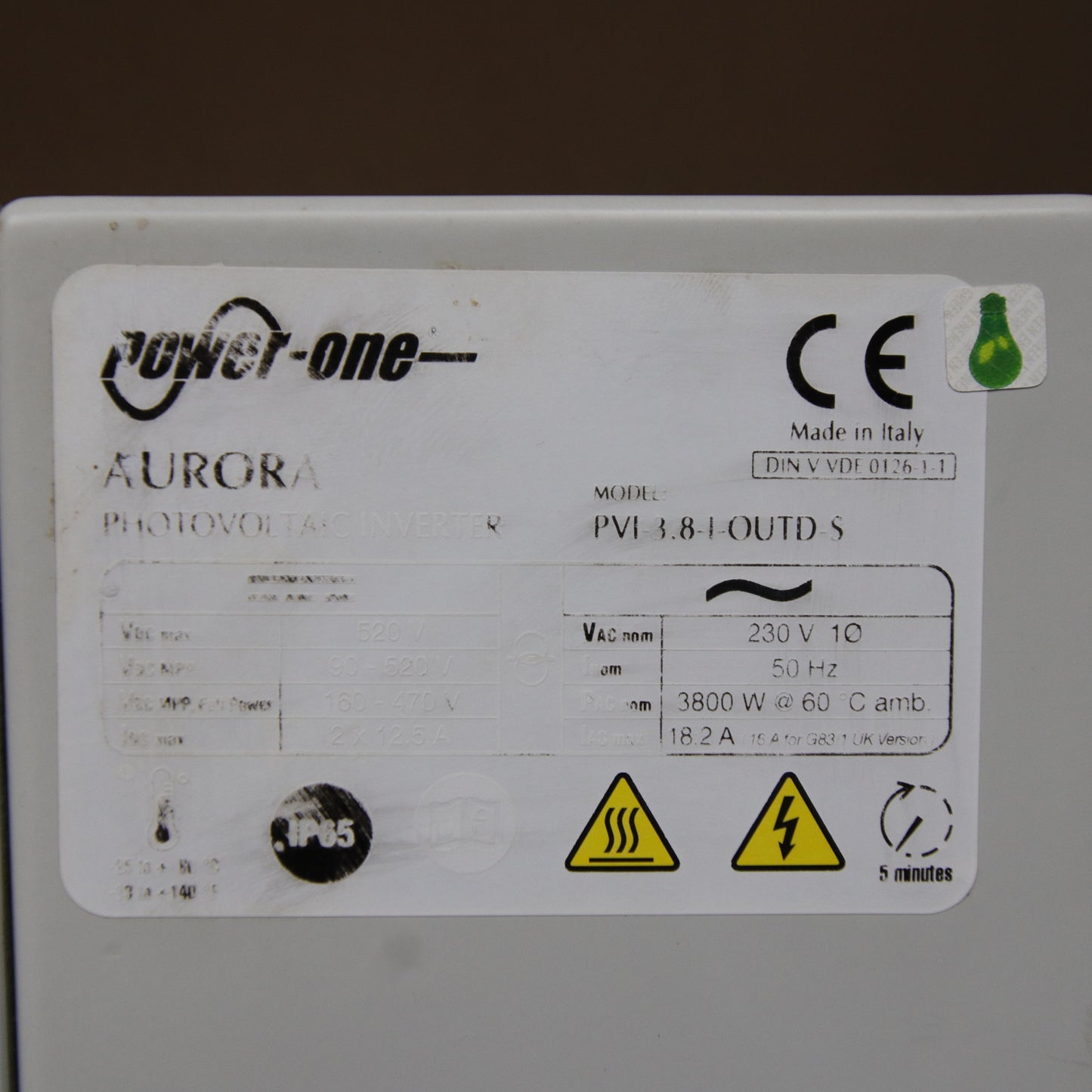 ABB AURORA/Power-One PVI 3.8-I-OUTD-S Transformer-Isolated Solar Inverter | 3.8 kW | Single-Phase | 230 V AC | Outdoor IP65 |