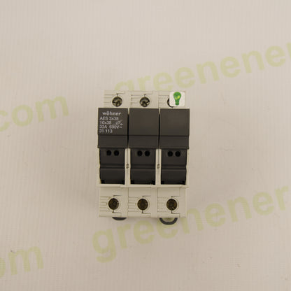 Wöhner AES 3x38 Art. 31113 – 3-Pole Switch-Disconnector Fuse Holder 10x38 mm | 32A | 690V AC | DIN Rail | IEC 60947-3
