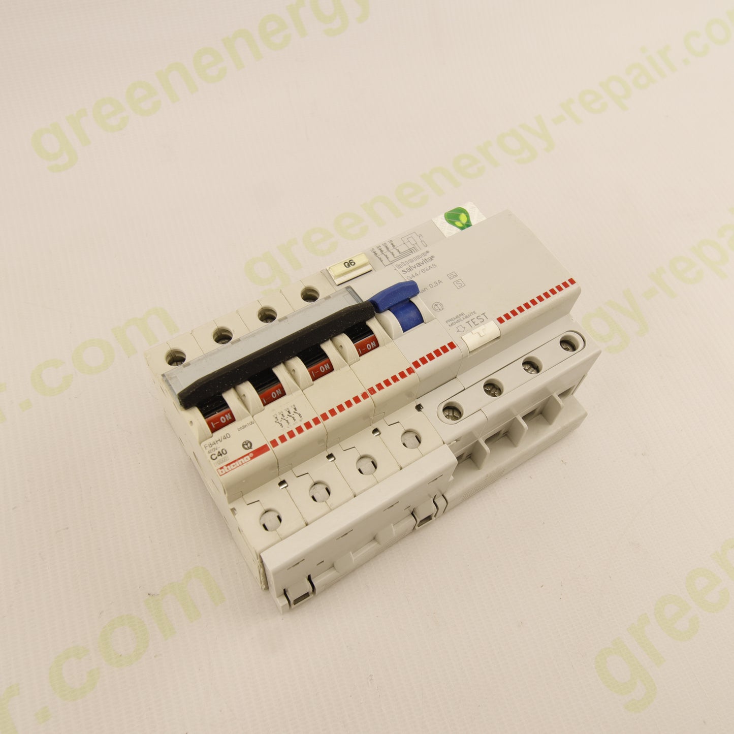 BTicino F84/4/40 + BTicino G44/63AS – 4-Pole RCBO Assembly 40A Curve C | 400V AC | Idn 0.3A | Type AC | 6kA
