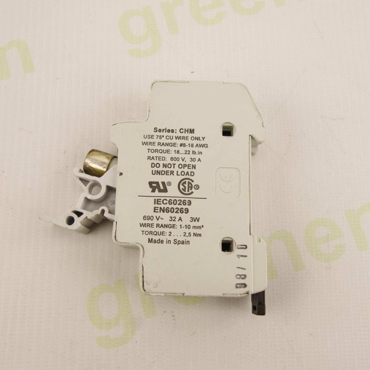 Bussmann CHM1D-PV-IEC Fuse Holder | 1000V DC | 32A | 10x38mm | PV Systems | DIN Rail Mount