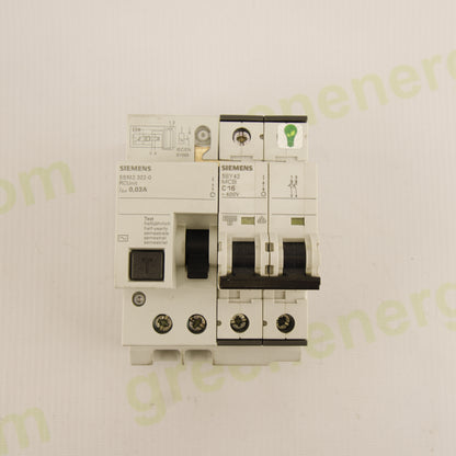 Siemens 5SM2 322-0 + Siemens 5SY42 C16 – 2P RCBO Assembly | 16A Curve C | 30mA | 400V AC | 10kA