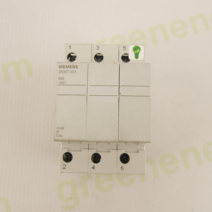 Siemens 3NW7033 – 3P Fuse Holder for 10×38 mm Fuses | 32A | up to 690V AC | DIN Rail Mount