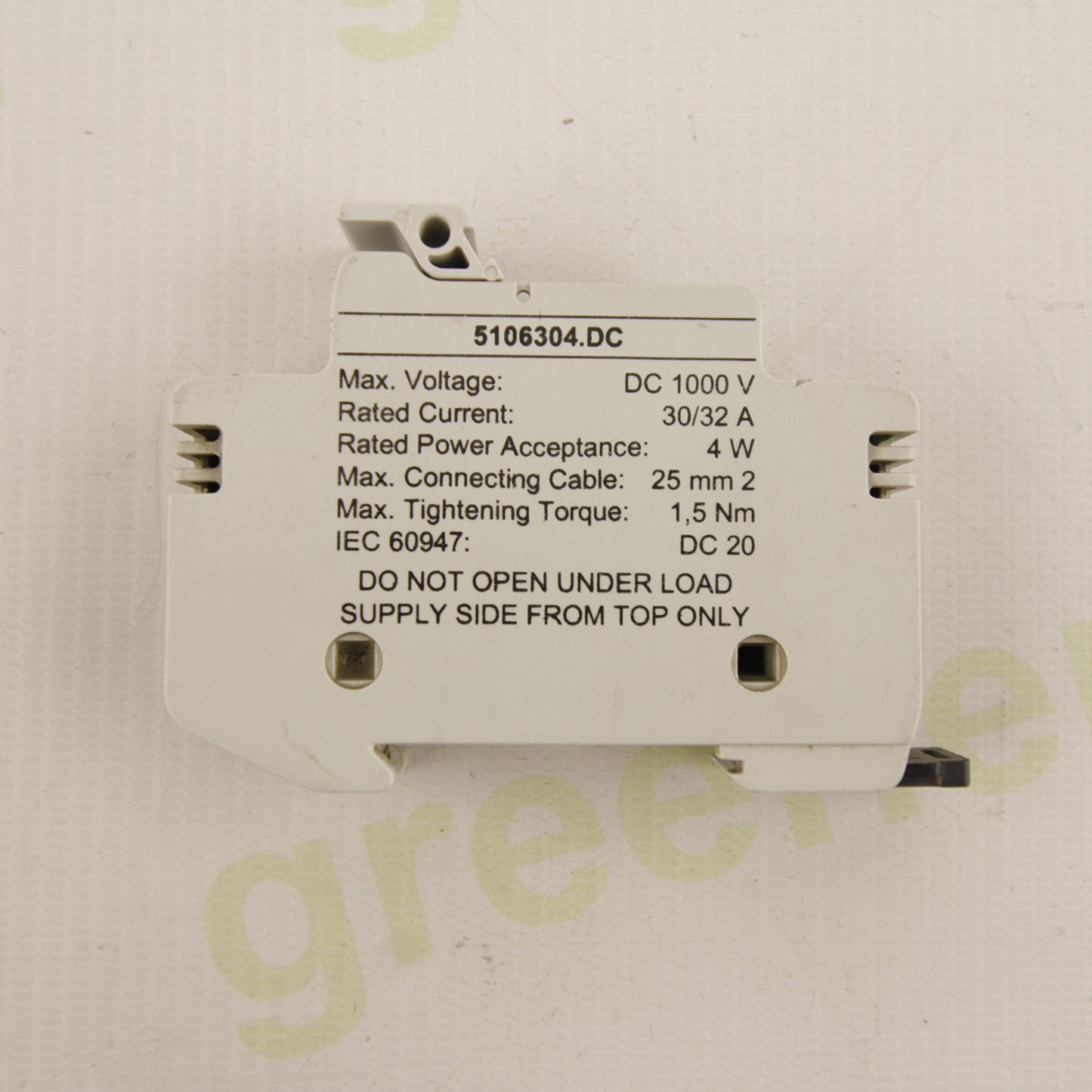 SIBA 5106304.DC – 1P Fuse Holder 10x38 mm | 1000V DC | 30/32A | IEC 60947 | DIN Rail