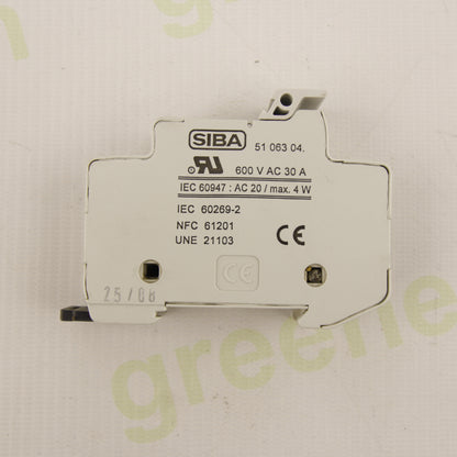 SIBA 5106304.DC – 1P Fuse Holder 10x38 mm | 1000V DC | 30/32A | IEC 60947 | DIN Rail