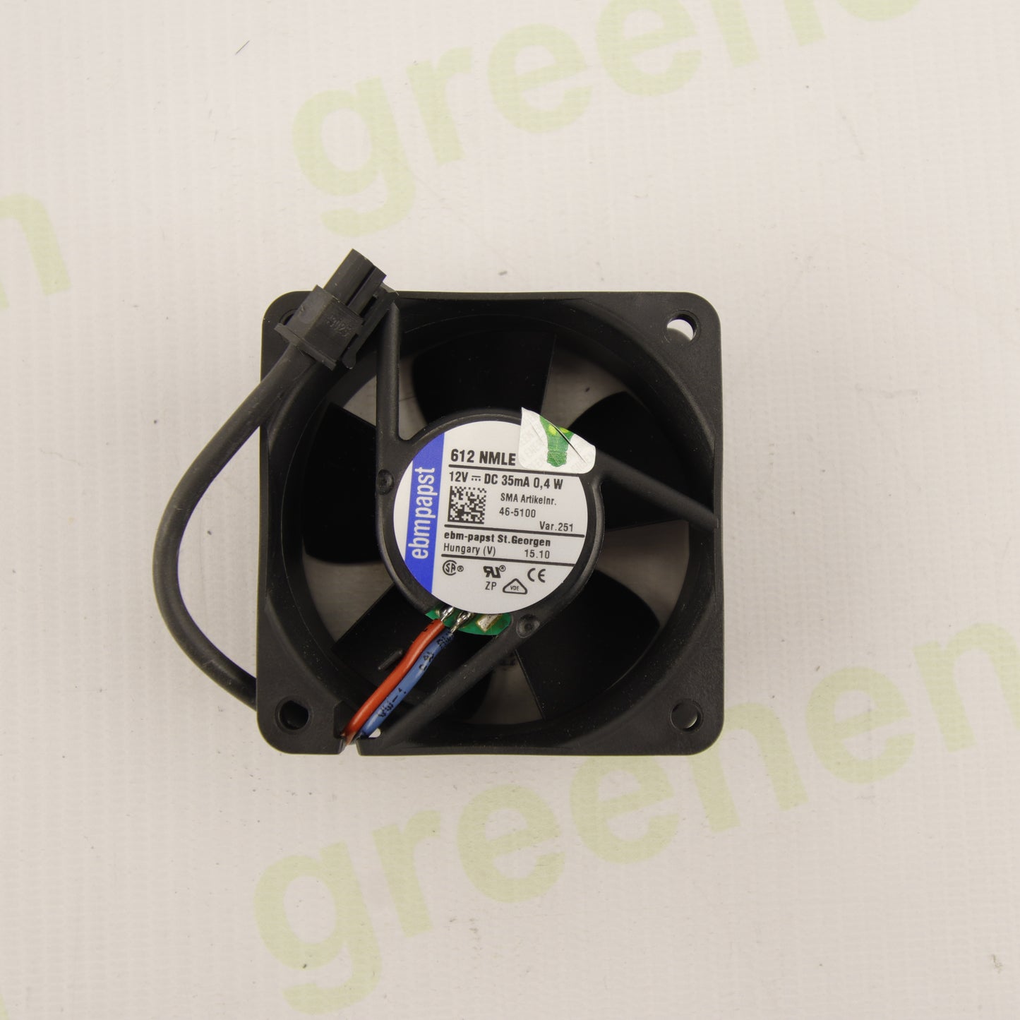 ebm-papst 612 NMLE Axial Fan – 12 V DC – 35 mA – 0.4 W – SMA Part No. 46-5100 – with Connector