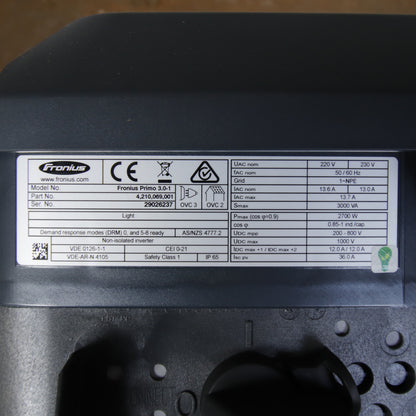 Fronius Primo 3.0-1 Light – 3kW Single-Phase Photovoltaic Inverter | IP65 | Dual MPPT | Wi-Fi Ready