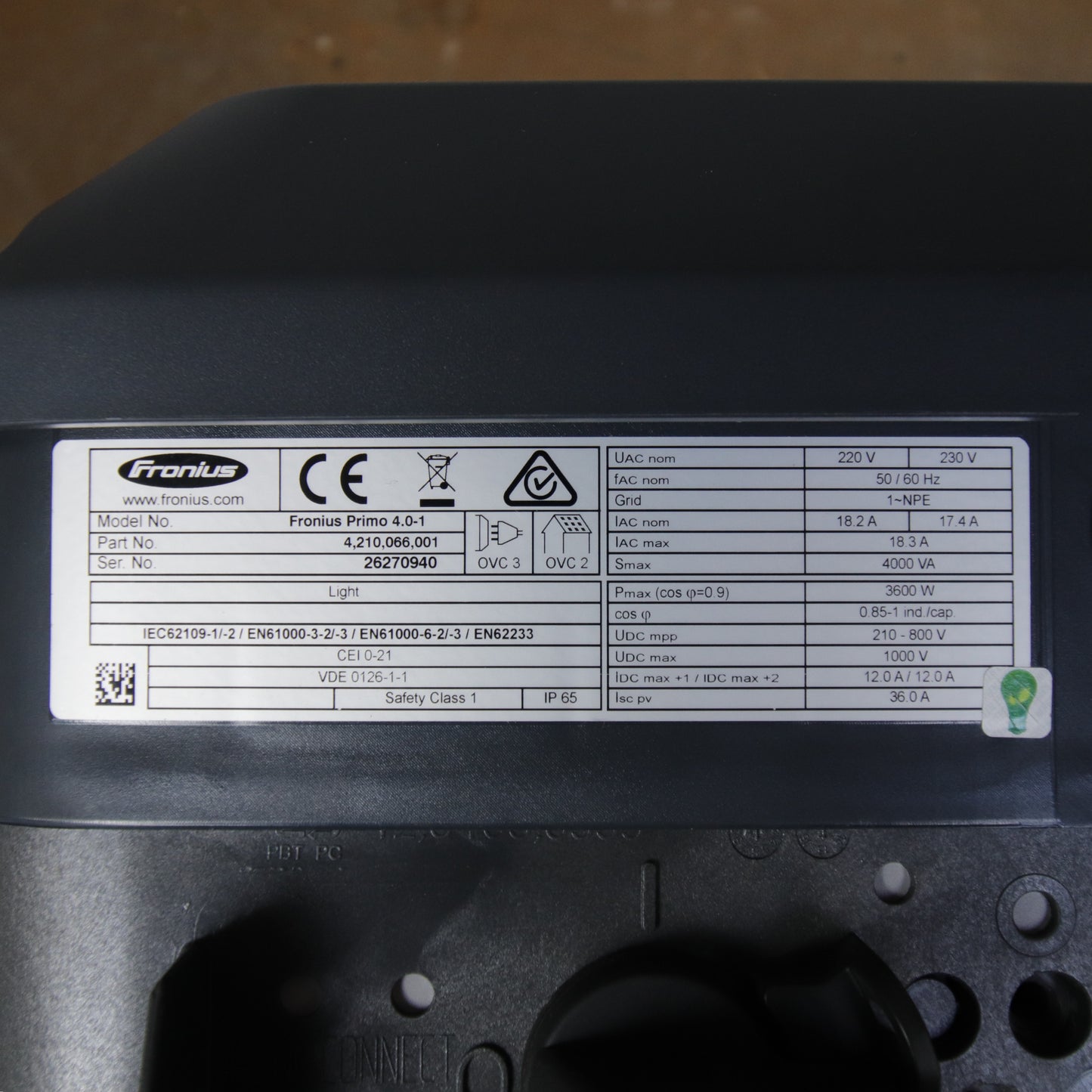 Fronius Primo 4.0-1 Light – 4kVA Solar Inverter | 3600W | 2 MPPT | 230V | IP65 | Grid-Tie | PN 4,210,066,001