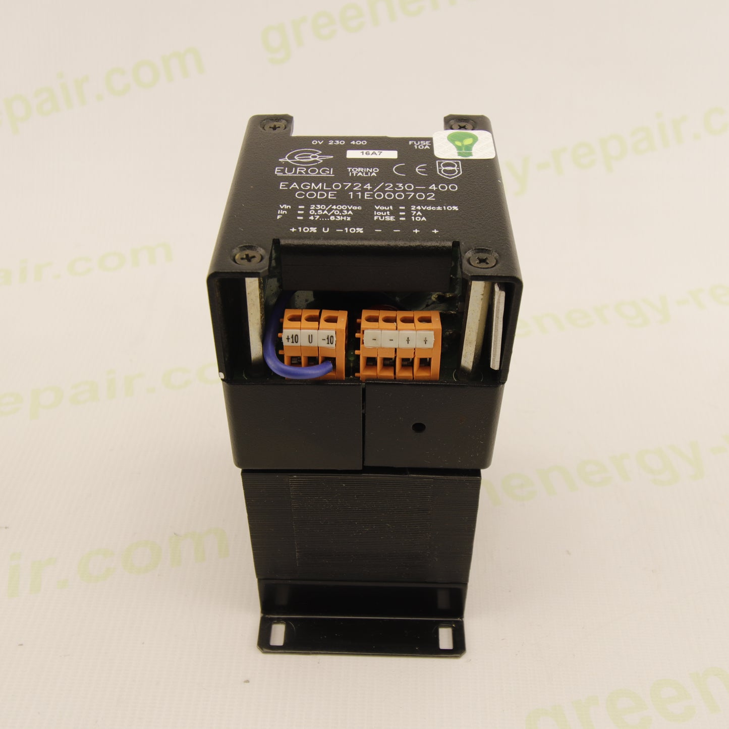 Eurogi EAGML0724/230-400 – Industrial Power Supply AC/DC 230/400VAC → 24VDC 7A (168W) – Built-in 10A Fuse – DIN Panel Mount – Code 11E000702