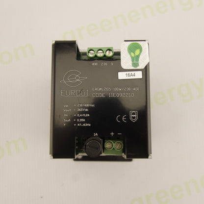 Eurogi EAGML265-100/230-400 – Industrial Power Supply 230/400VAC → 265VDC 0.35A (100W) – Adjustable Output – Code 11E092210