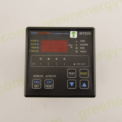 Tecsystem NT935 – Temperature Control Unit & Protection Relay – 4 Channels – PT100 Inputs – Digital Display – Alarm/Trip/Fan Outputs