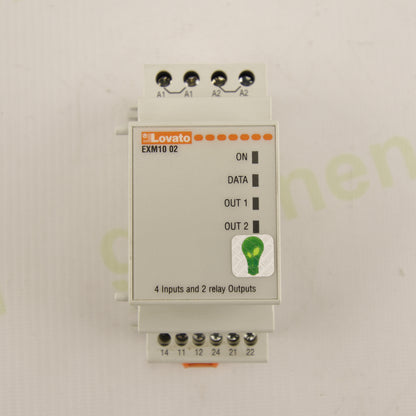 Lovato EXM10 02 I/O Expansion Module – 4 Isolated Digital Inputs + 2 Relay Outputs – DIN Rail 100–240V