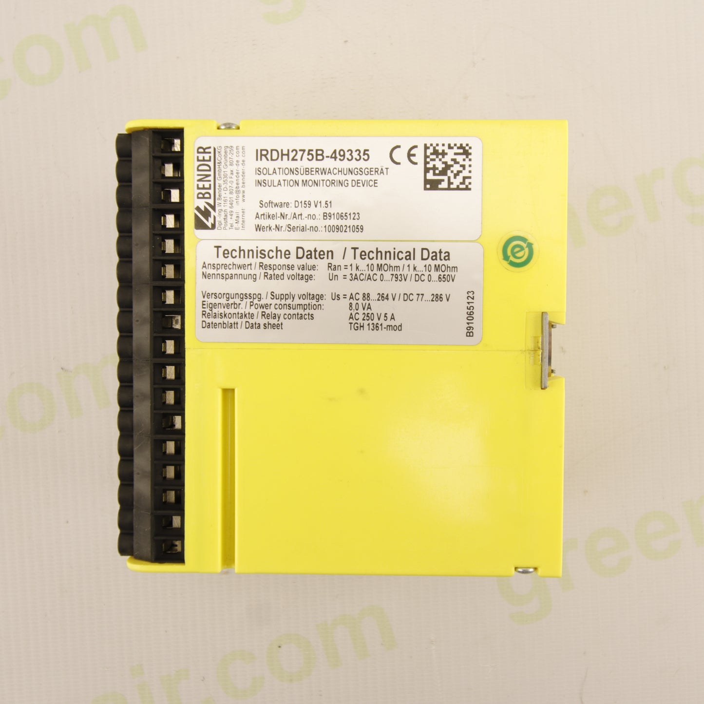 Bender IRDH275B Insulation Monitoring Device – A-ISOMETER® – Industrial IMD for IT Systems – DIN Rail Mount