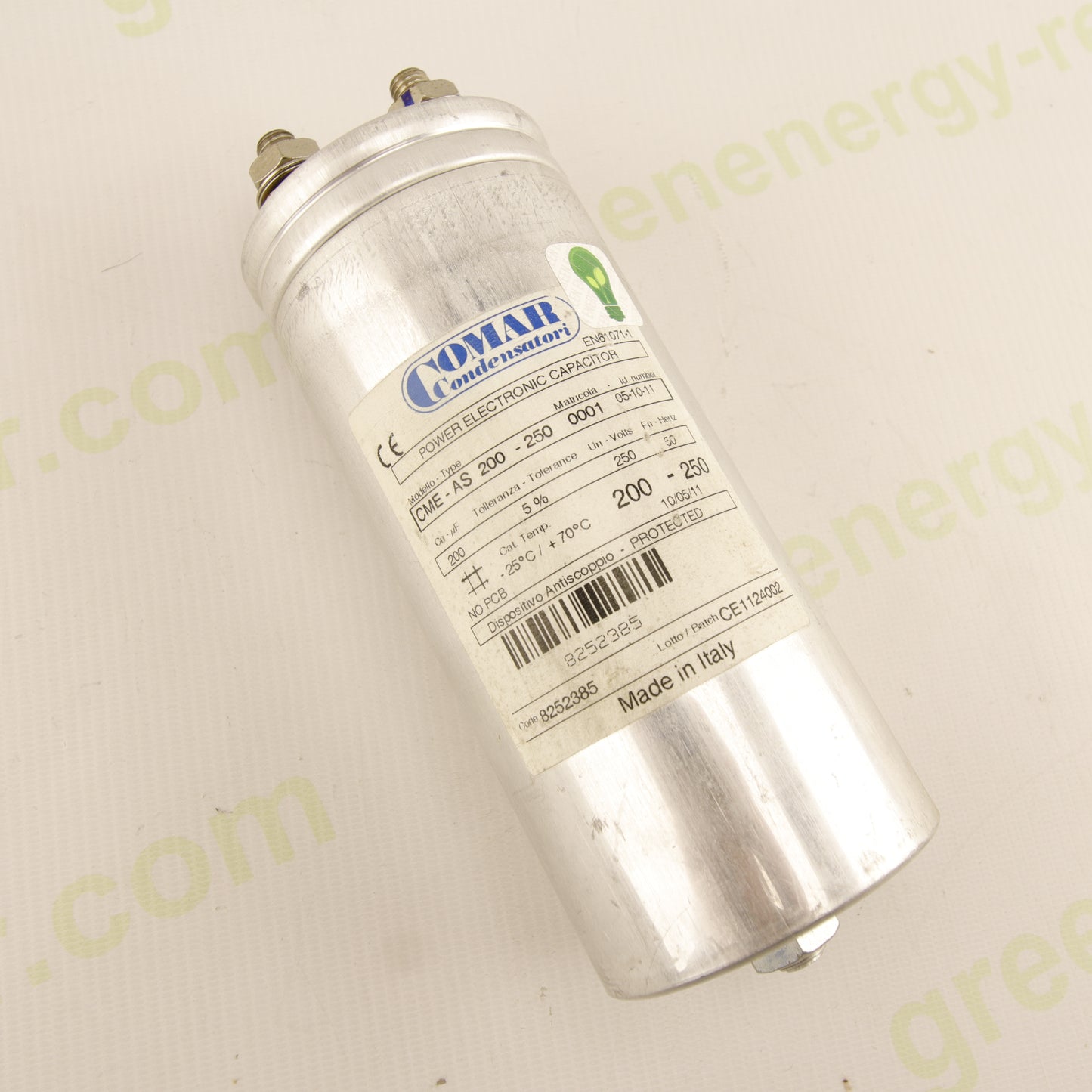 Comar CME-AS 200-250 Power Capacitor – 200µF 250VAC – Industrial Electronic Capacitor – Code 8252385