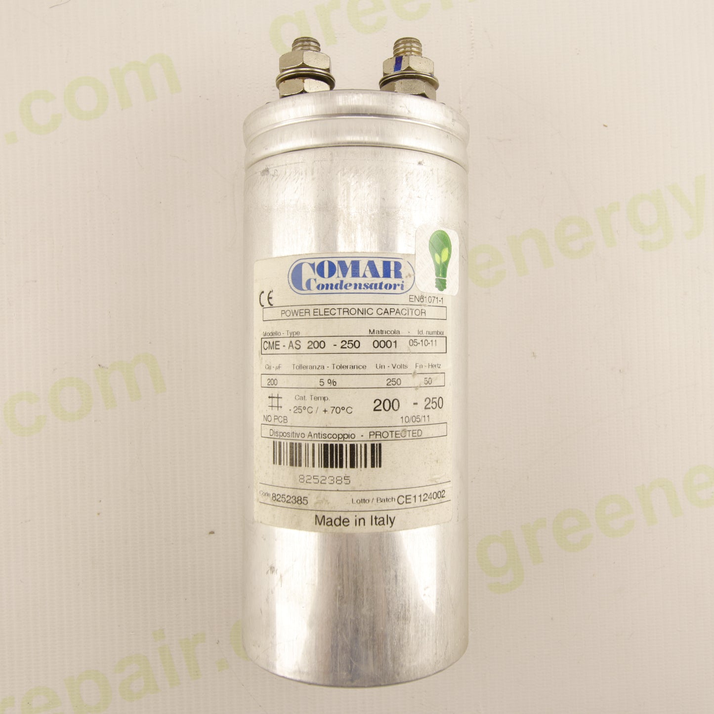 Comar CME-AS 200-250 Power Capacitor – 200µF 250VAC – Industrial Electronic Capacitor – Code 8252385