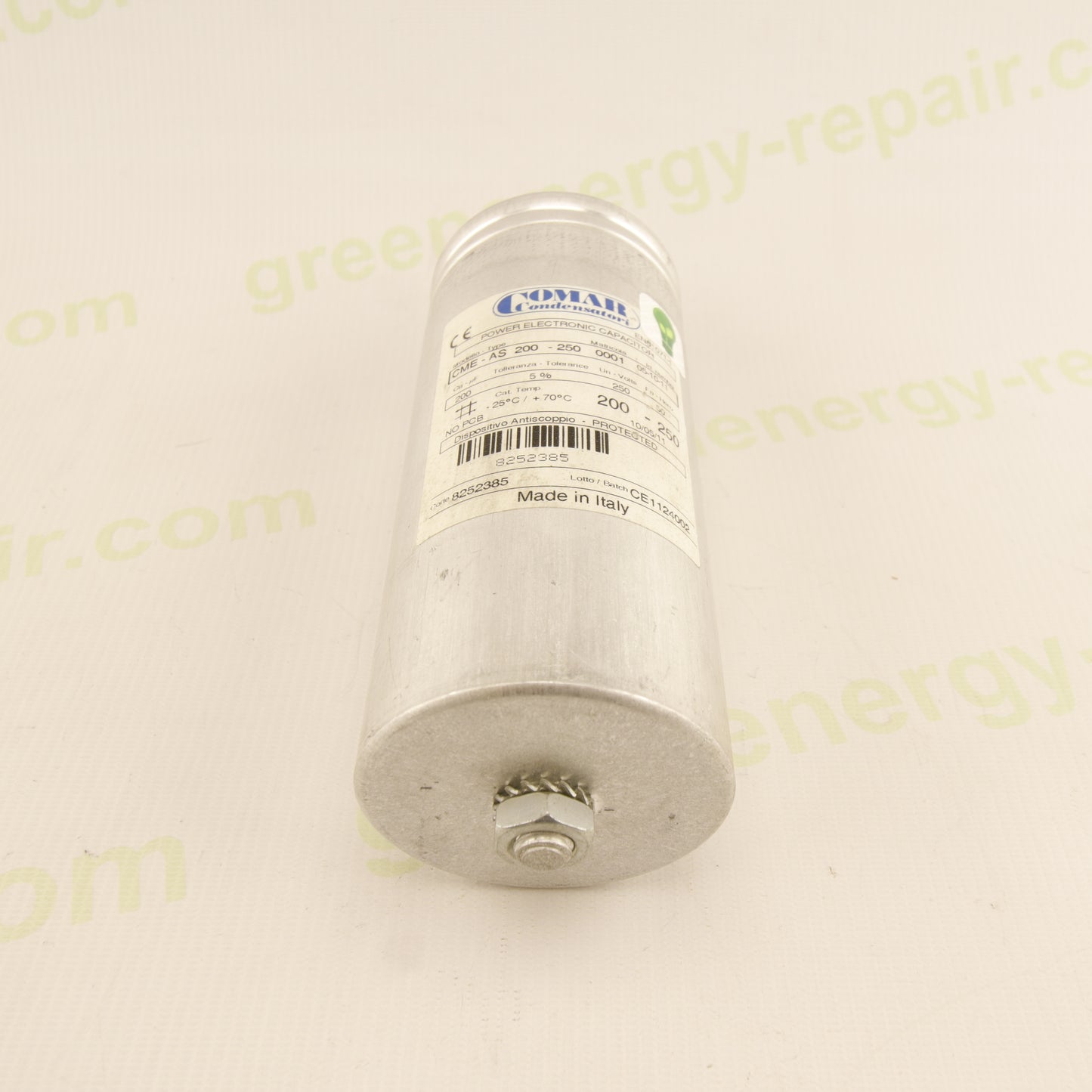 Comar CME-AS 200-250 Power Capacitor – 200µF 250VAC – Industrial Electronic Capacitor – Code 8252385