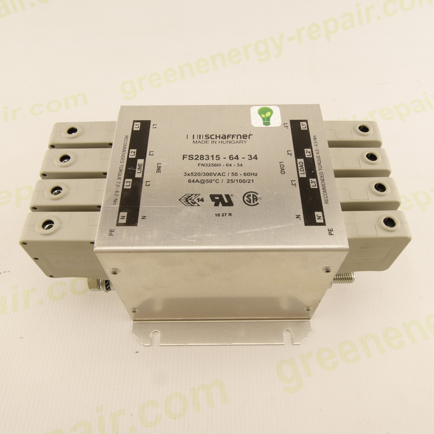 Schaffner FS28315-64-34 – Three-Phase EMI/RFI Filter | 64 A | 3×520/300 VAC | 3P+N | Industrial Line Filter