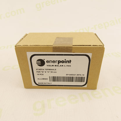 Enerpoint Aluminum End Clamp 50 mm for G, E & H Profiles – PV Module Mounting Bracket | Made in Italy | Pack of 16