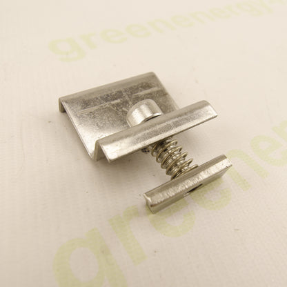 Enerpoint Stainless Steel End Clamp 38 mm for F Profiles – PV Module Mounting Clamp with Spring | Made in Italy | Pack of 10