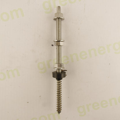Enerpoint Double Thread Screw F10 x 200 mm for Wood – AISI 304 Stainless Steel – Photovoltaic Mounting Fastener – Box of 25