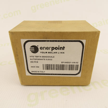 Enerpoint Self-Drilling Hex Head Screw 5.5 x 32 mm – AISI 304 Stainless Steel – Photovoltaic Mounting Fastener – Box of 250 pcs