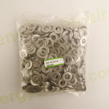 DIN 125 Flat Washers M8 – A2 Stainless Steel Washers – Box of 1500 pcs