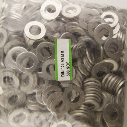 DIN 125 Flat Washers M8 – A2 Stainless Steel Washers – Box of 1500 pcs