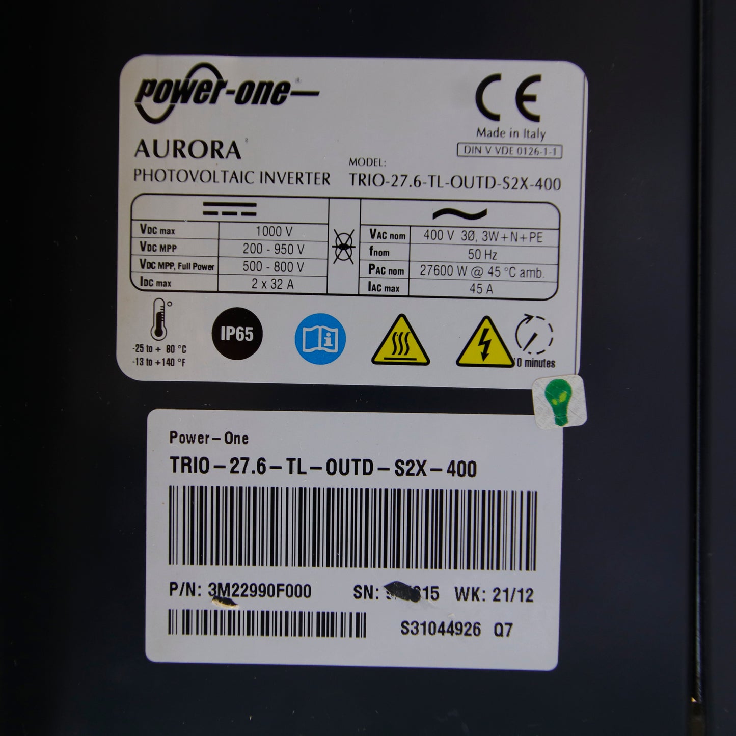 ABB Aurora TRIO-27.6-TL-OUTD-400 Inverter | 3-Phase | 27.6kW | Dual MPPT | Outdoor IP65