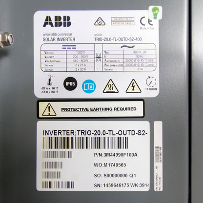 ABB Aurora PVI-TRIO-20.0-TL-OUTD – 20kW Three-Phase Photovoltaic Inverter | 2 MPPT | 380Vac | Refurbished & Tested