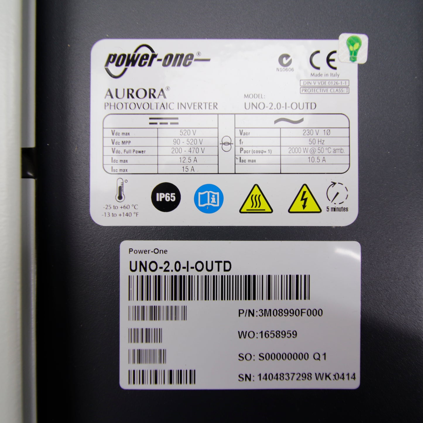 Aurora ABB Power-One UNO-2.0-I-OUTD 2kW Single-Phase Photovoltaic Inverter Outdoor IP65 – Transformerless – Grid-Tie
