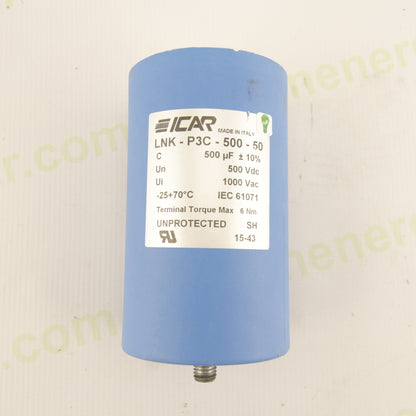 ICAR LNK-P3C-500-50 DC-Link Capacitor 500µF 500VDC ±10% – Industrial Capacitor for Photovoltaic Inverters & Power Converters