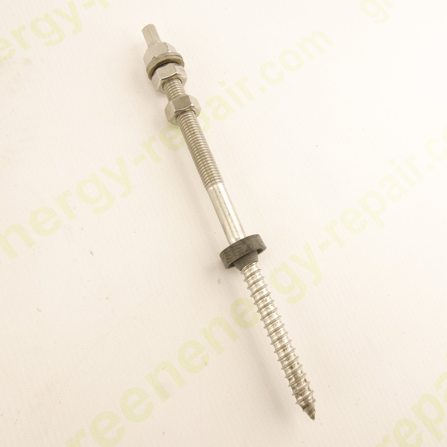 M12x250 mm Double Thread Stainless Steel Screw for Photovoltaic Mounting on Wood – A2 Inox with Nuts & EPDM Seal – Pack of 400 pcs