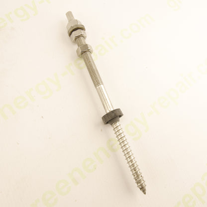 M12x250 mm Double Thread Stainless Steel Screw for Photovoltaic Mounting on Wood – A2 Inox with Nuts & EPDM Seal – Pack of 400 pcs