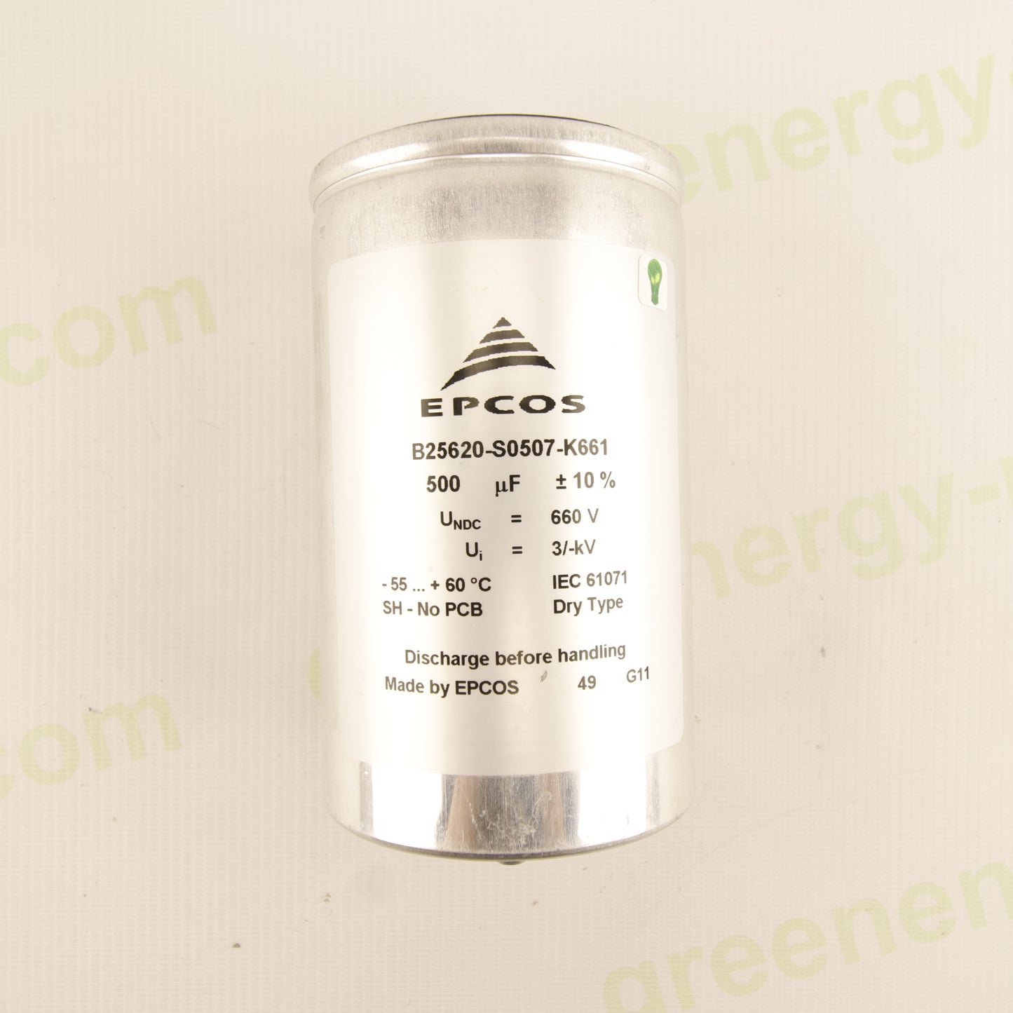 EPCOS B25620-S0507-K661 – 500 µF 660 V DC – Dry Type – IEC 61071