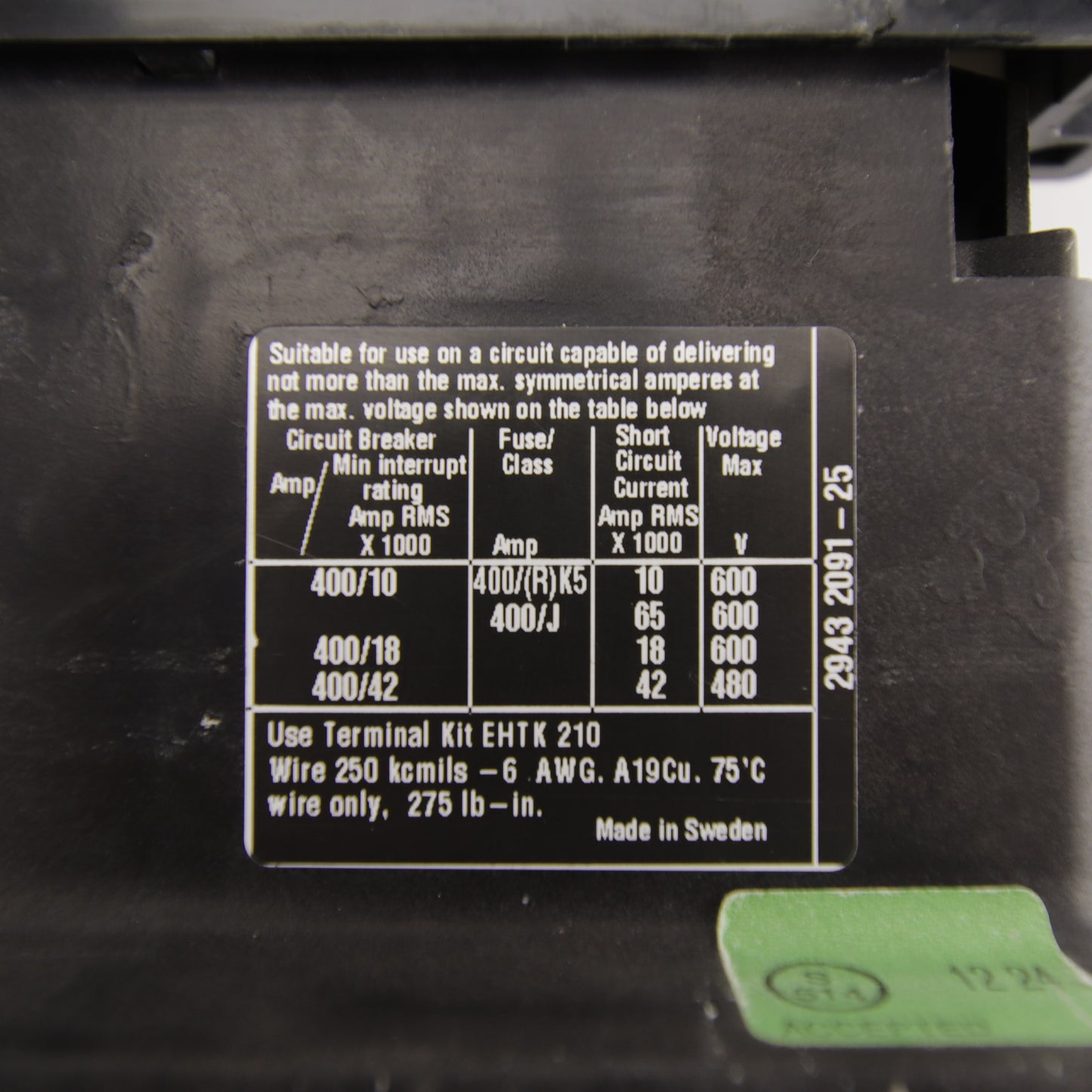 ABB EK210 Industrial Contactor 4-Pole 350A AC-1 Ui 1000V | SK825441 | With CAL16-11A Auxiliary Block
