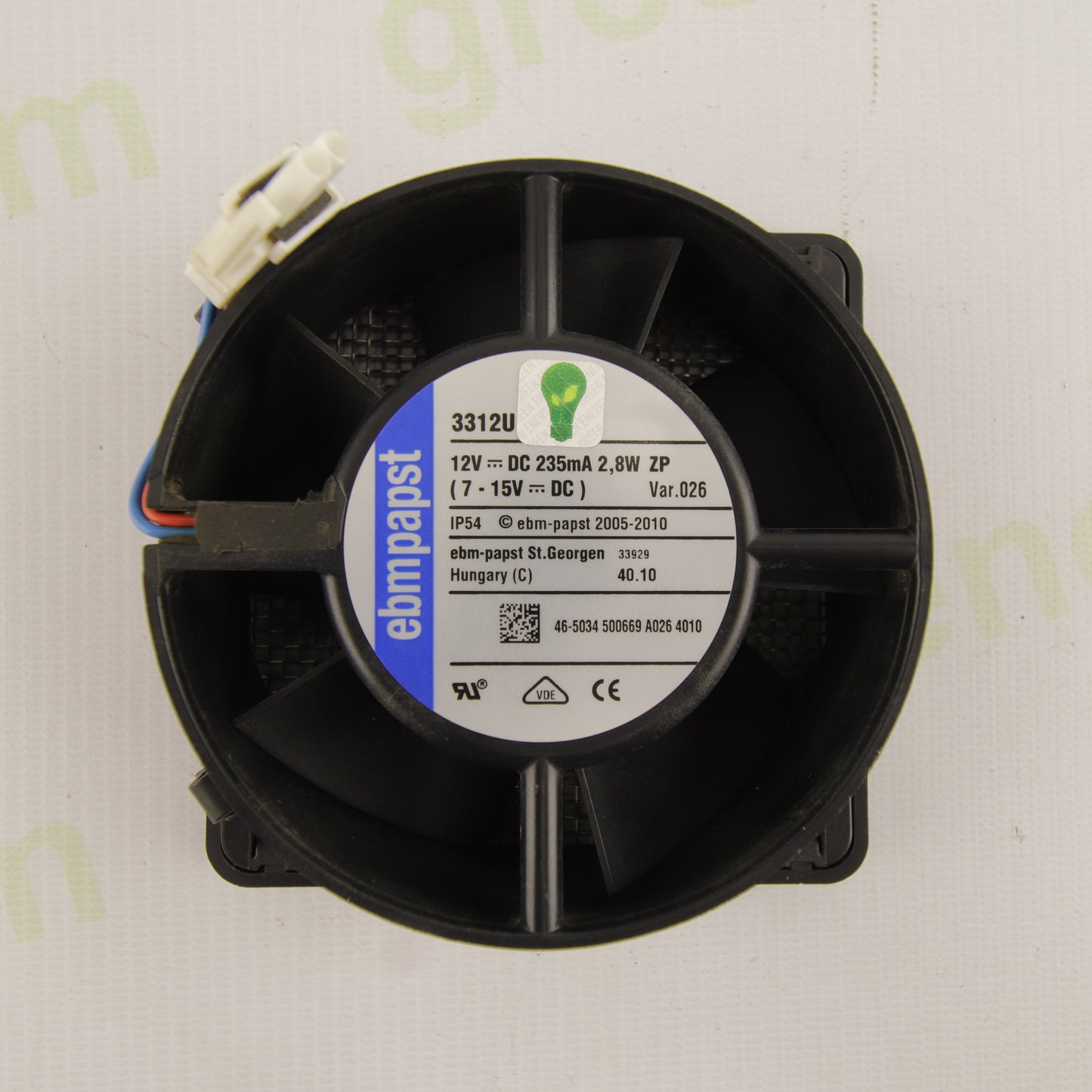 EBM-PAPST 3312U Axial Cooling Fan 12VDC 235mA 2.8W IP54 for Photovoltaic Inverters and Industrial Applications