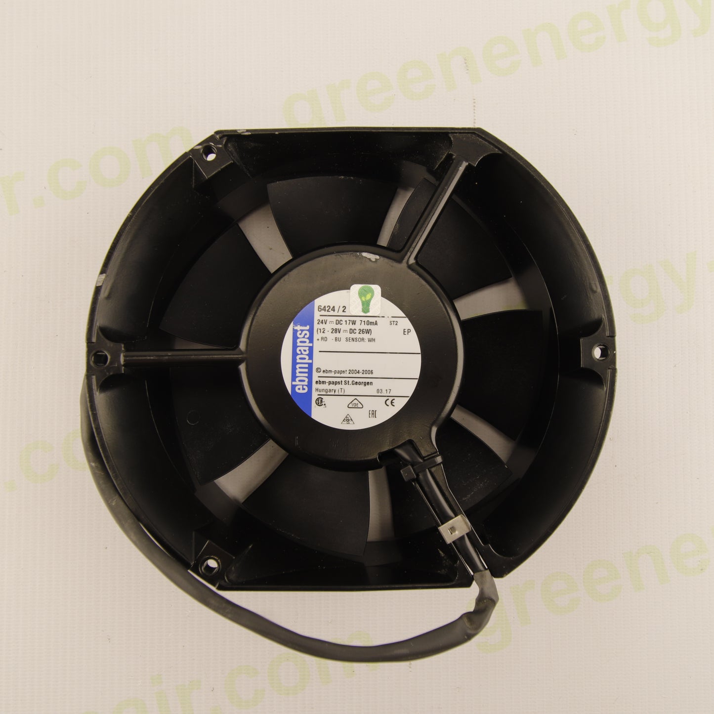 ebm-papst 6424/2 Industrial Axial Fan – 24 V DC – 17 W – 710 mA – 12–28 V DC Range – Sensor – with Connector