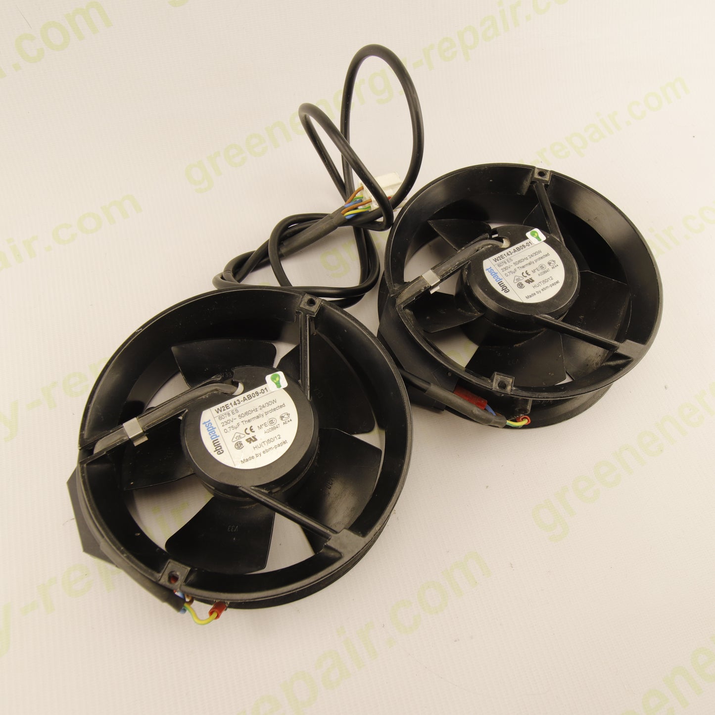 EBM-PAPST W2E143-AB09-01 Cooling Fan Kit (2 Fans) 230VAC 24/30W for Photovoltaic Inverters and Industrial Applications