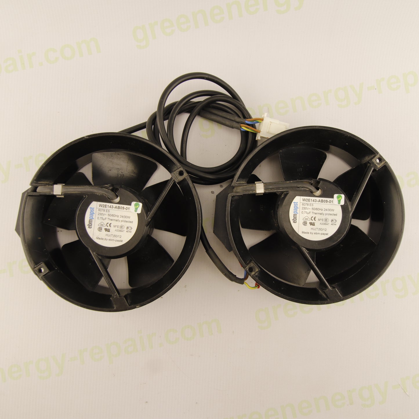 EBM-PAPST W2E143-AB09-01 Cooling Fan Kit (2 Fans) 230VAC 24/30W for Photovoltaic Inverters and Industrial Applications