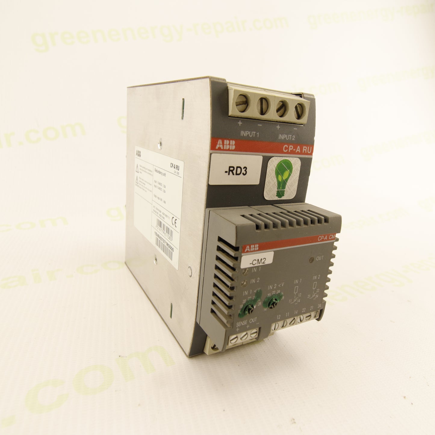 ABB CP-A RU with CP-A CM Monitoring Module – 10-40VDC 40A Industrial Redundancy Unit for DIN Rail Power Supplies