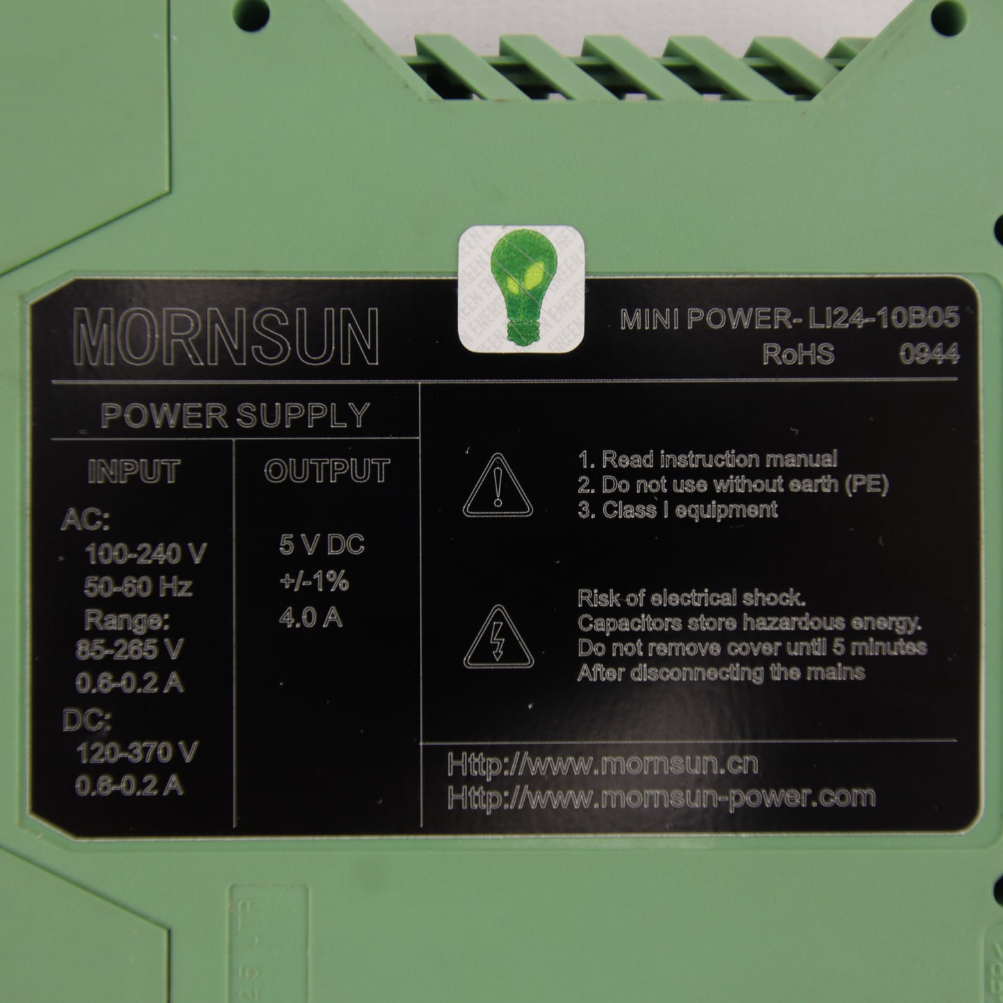 MORNSUN LI24-10B05 | DIN Rail AC/DC Power Supply | 5 VDC | 4 A | 24 W Series | Industrial Automation