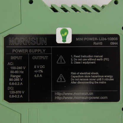 MORNSUN LI24-10B05 | DIN Rail AC/DC Power Supply | 5 VDC | 4 A | 24 W Series | Industrial Automation