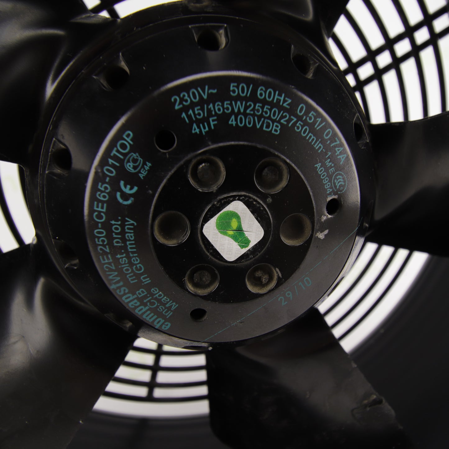 ebm-papst W2E250-CE65-01TOP Industrial Axial Fan 230V AC 165W Ø250 mm with Protective Grille