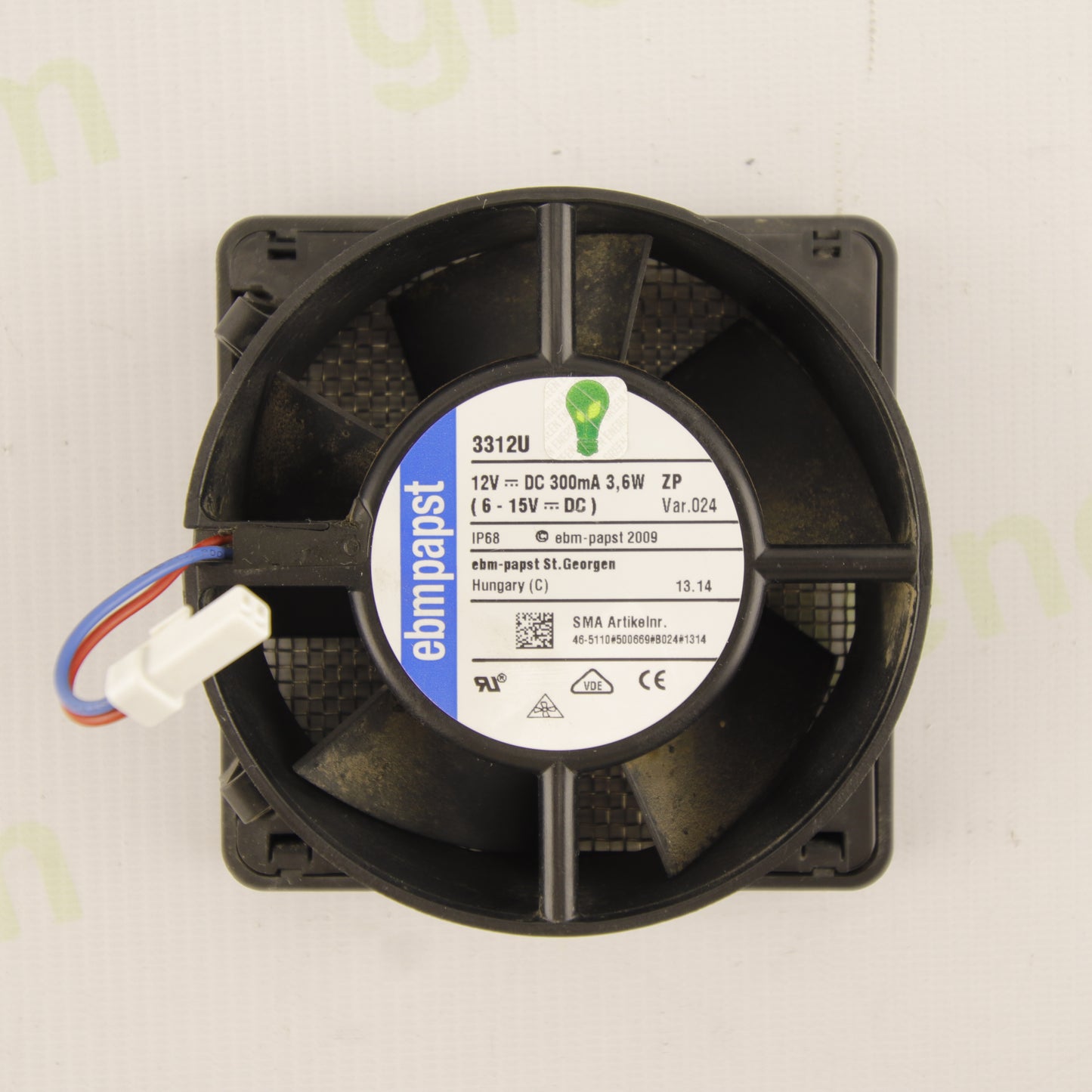 Industrial Axial Cooling Fan ebm-papst 3312U 12V DC 3.6W IP68 OEM SMA 46-5110 for Photovoltaic Inverters