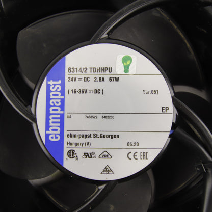 EBM-PAPST 6314/2TDHHP Axial Cooling Fan 24V DC 67W with PWM Speed Control and Tachometer Output